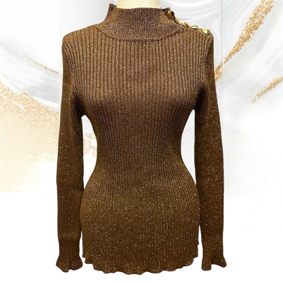 028 INC | NWOT Bronze Color Ribbed Turtleneck Sweater (Size XXL) - Picture 1 of 8